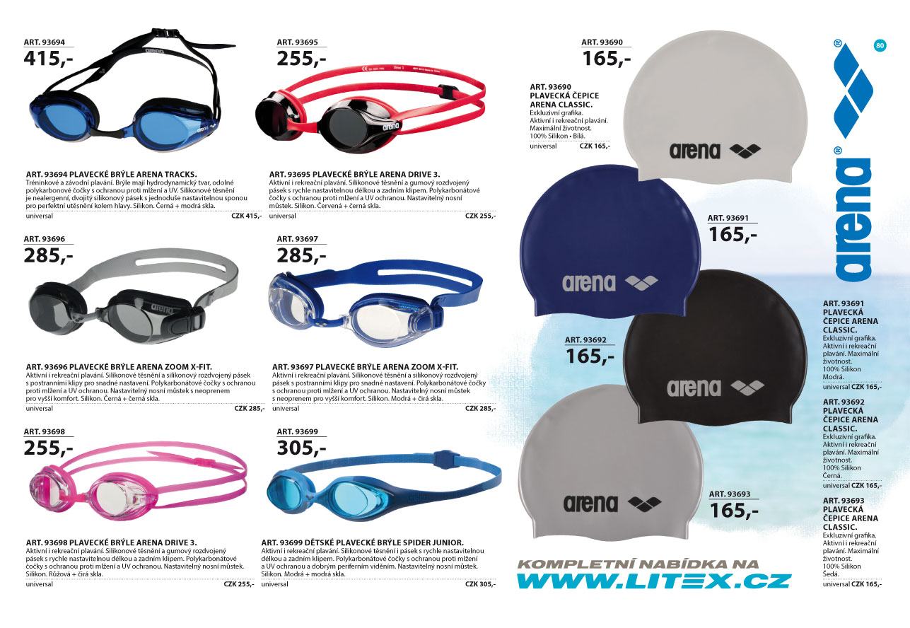 Plavecké brýle a čepice 2024 [strana 80] - katalog LITEX