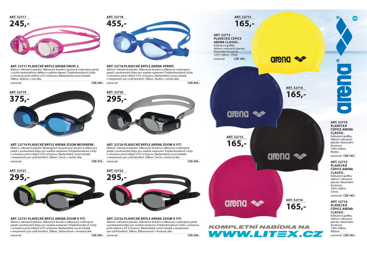 Plavecké brýle a čepice 2024 [strana 80] - katalog LITEX